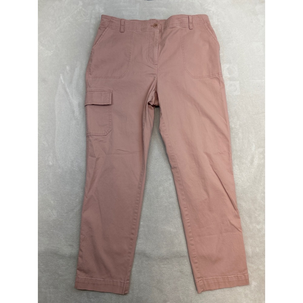 Talbots Cargo Pants Womens 14 Pink Straight Leg Utility Stretch Cotton